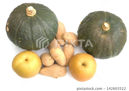 Pumpkin, potato, and pear Pumpkin, potato, and pear 142603522