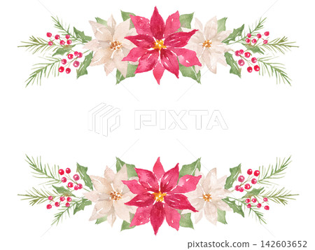 Watercolor, winter botanical frame material Watercolor, winter botanical frame material 142603652