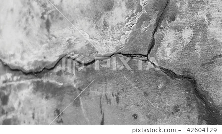 Monochrome Close-Up of Cracked Concrete Surface Monochrome Close-Up of Cracked Concrete Surface 142604129