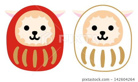 A simple and cute red and white sheep daruma doll A simple and cute red and white sheep daruma doll 142604264