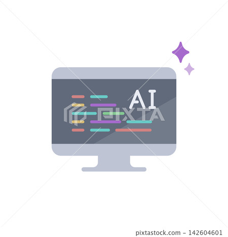 Vector icons (flat design) generated by AI for programming and app/system development. 142604601