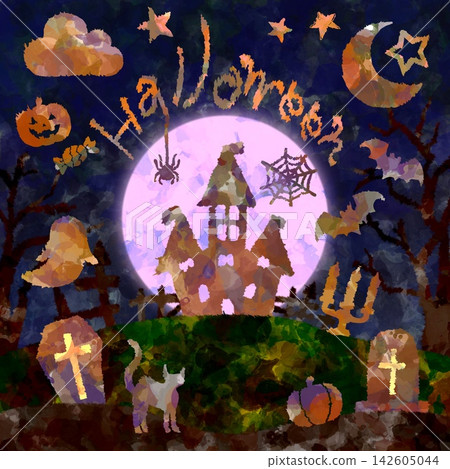 Hand-drawn Halloween Night illustration Hand-drawn Halloween Night illustration 142605044