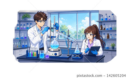 女學生正在進行實驗 女學生正在進行實驗 142605204