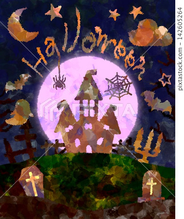 Hand-drawn vertical illustration of Halloween Night Hand-drawn vertical illustration of Halloween Night 142605264