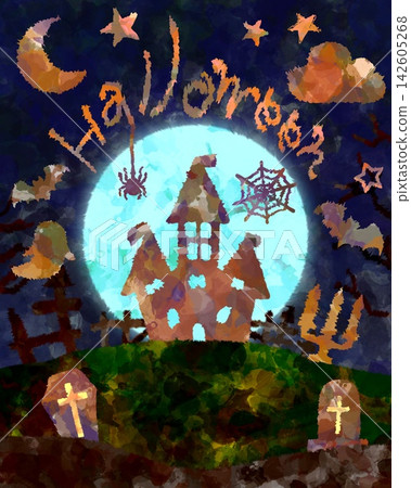 Hand-drawn vertical illustration of Halloween Night Hand-drawn vertical illustration of Halloween Night 142605268