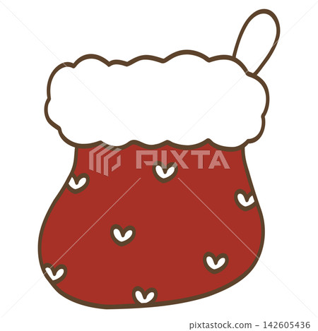 Festive Red Christmas Stocking with White Hearts and Fur Trim Festive Red Christmas Stocking with White Hearts and Fur Trim 142605436