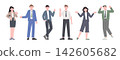 Business characters. Businessmen businesswomen in classic suits. Office workers, happy banking finance team. Managers, administrator, adviser vector set 142605682