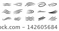 Black arcs, speed lines, waves, curls, traces of movement. Difference action elements for comic, cartoon, flyers design. Elegance luxury vector clipart 142605684