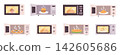 Food in microwave. Smart and quick reheating food. Pie, chicken, burger pizza spaghetti in different microwaves. Fast eating, homemade meal, racy vector set 142605686