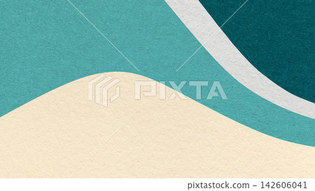 Light cream abstract fluid wavy layered textured paper background with cyan teal flowing curved waves with copy space for banner Light cream abstract fluid wavy layered textured paper background with cyan teal flowing curved waves with copy space for banner 142606041