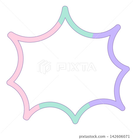A jagged, wavy pink and mint accent speech bubble. A jagged, wavy pink and mint accent speech bubble. 142606071