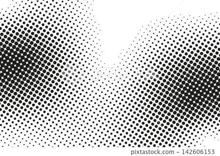 Abstract halftone texture with monochrome dotted pattern. Black and white gradient overlay with noise transition effect. Dynamic contrast with polka dots in fluid blot shapes. Vector illustration. Abstract halftone texture with monochrome dotted pattern. Black and white gradient overlay with noise transition effect. Dynamic contrast with polka dots in fluid blot shapes. Vector illustration. 142606153