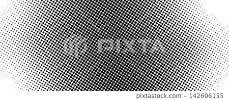 Abstract halftone texture with monochrome dotted pattern. Black and white gradient overlay with noise transition effect. Horizontal layout with shade center and light corners. Vector illustration. Abstract halftone texture with monochrome dotted pattern. Black and white gradient overlay with noise transition effect. Horizontal layout with shade center and light corners. Vector illustration. 142606155