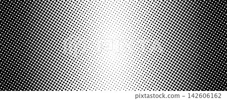 Abstract halftone texture with monochrome dotted pattern. Black and white gradient overlay with noise transition effect. Distress grunge duotone contrast grid horizontal layout. Vector illustration. Abstract halftone texture with monochrome dotted pattern. Black and white gradient overlay with noise transition effect. Distress grunge duotone contrast grid horizontal layout. Vector illustration. 142606162