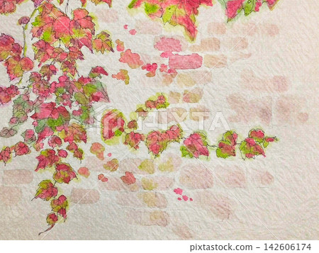 Crimson leaves staining the bricks Crimson leaves staining the bricks 142606174