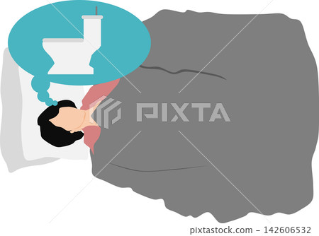 An illustration of a woman feeling the urge to urinate at night. An illustration of a woman feeling the urge to urinate at night. 142606532
