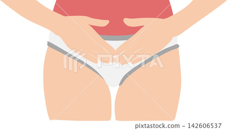 描繪女性因私密部位問題而煩惱的插圖。 描繪女性因私密部位問題而煩惱的插圖。 142606537