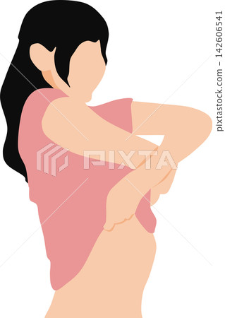 一位女士正在換衣服的插圖 一位女士正在換衣服的插圖 142606541