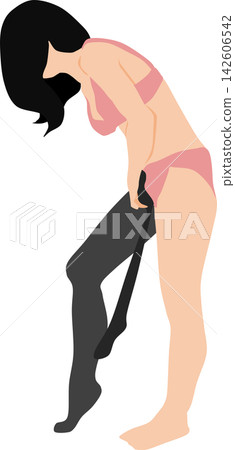 Illustration of a woman wearing stockings Illustration of a woman wearing stockings 142606542