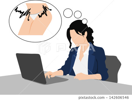 描繪女性因私密部位問題而煩惱的插圖。 142606546
