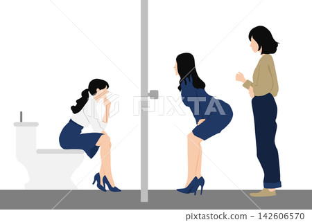 一幅女性上廁所的插圖 一幅女性上廁所的插圖 142606570
