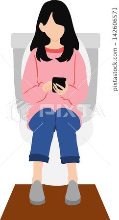 Illustration of a woman going to the toilet Illustration of a woman going to the toilet 142606571
