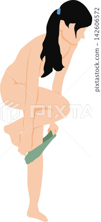 Illustration of a woman taking off her underwear Illustration of a woman taking off her underwear 142606572