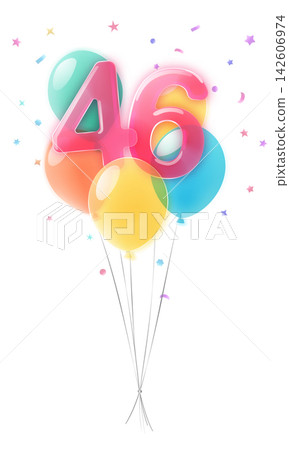 Birthday number 46 with balloons. Birthday number 46 with balloons. 142606974