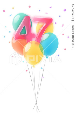 Birthday number 47 with balloons. Birthday number 47 with balloons. 142606975