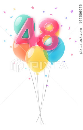 Birthday number 48 with balloons. Birthday number 48 with balloons. 142606976