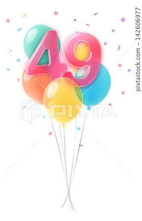 Birthday number 49 with balloons. Birthday number 49 with balloons. 142606977