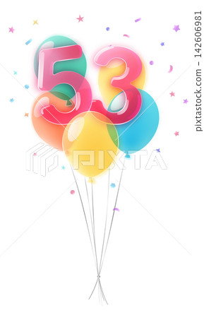 Birthday number 53 with balloons. 142606981