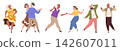 Old people dancing. Senior couple dance, elder dancer music party adult man happy elderly woman joy active fun together retired grandparent celebration classy vector illustration 142607011