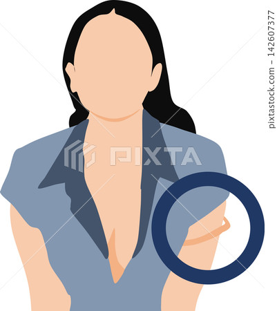 一幅女性胸罩肩帶鬆開的插圖。 142607377