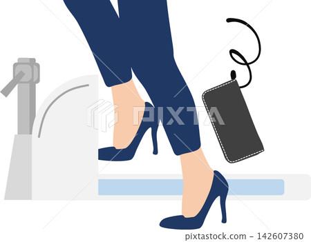Illustration of dropping a wallet in the toilet Illustration of dropping a wallet in the toilet 142607380