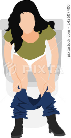 一幅女性上廁所的插圖 一幅女性上廁所的插圖 142607400