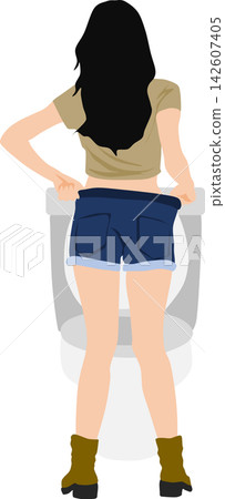 一幅女性上廁所的插圖 一幅女性上廁所的插圖 142607405