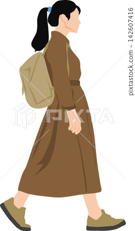 一個背著背包的女人的插圖 一個背著背包的女人的插圖 142607416