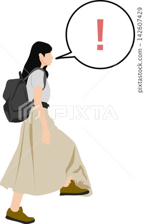 一幅描繪女子踩到長裙裙擺的插圖。 一幅描繪女子踩到長裙裙擺的插圖。 142607429