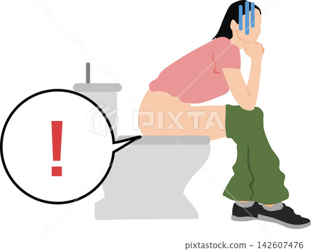 Illustration of a woman suffering from hemorrhoids Illustration of a woman suffering from hemorrhoids 142607476