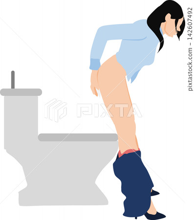 一幅女性上廁所的插圖 一幅女性上廁所的插圖 142607492
