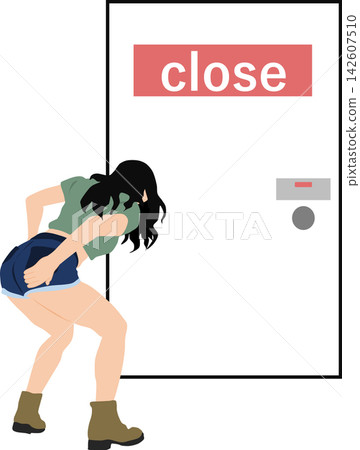一幅女性上廁所的插圖 一幅女性上廁所的插圖 142607510