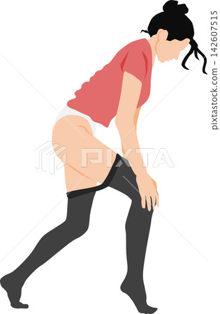 一位穿著絲襪的女性的插圖 一位穿著絲襪的女性的插圖 142607515