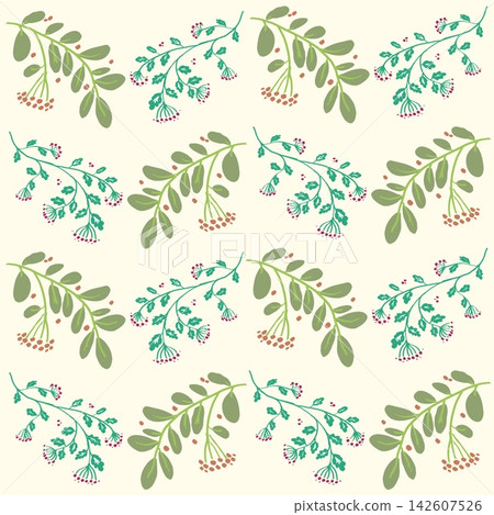A hand-drawn botanical pattern of twigs. A hand-drawn botanical pattern of twigs. 142607526
