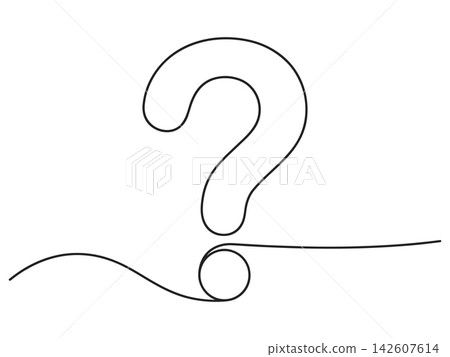 Question mark continuous line drawing isolated on white background Question mark continuous line drawing isolated on white background 142607614
