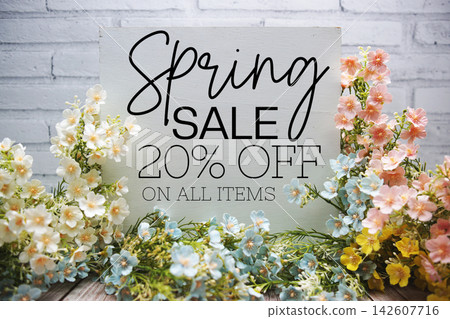 Spring Sale 20% off Promotion Offer Discount Retail Shopping Concept Spring Sale 20% off Promotion Offer Discount Retail Shopping Concept 142607716