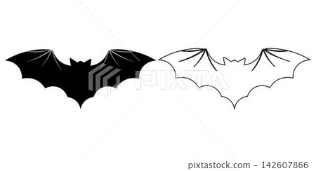 Black Bat Silhouette and Line Art Logo Vector Set Black Bat Silhouette and Line Art Logo Vector Set 142607866