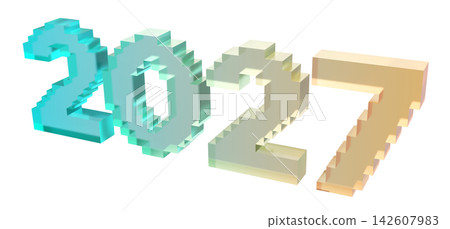 2027 漸層效果玻璃變形風格體素 3D 排版素材 142607983