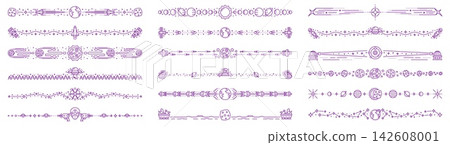 Outer space dividers and border frames. Separators with rocket ship, moon, planetary system, galaxy and space stations, comets, satellite, solar system, meteors, observatory and UFO Outer space dividers and border frames. Separators with rocket ship, moon, planetary system, galaxy and space stations, comets, satellite, solar system, meteors, observatory and UFO 142608001
