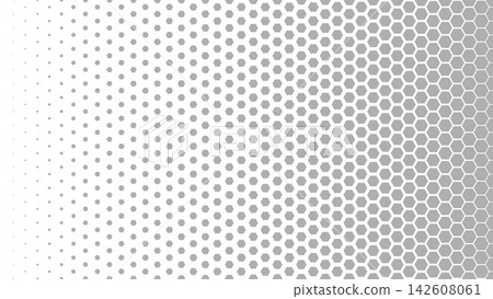 Gradient transition lattice background, honeycomb halftone texture bg. Gray honeycomb pattern with hexagonal shapes gradually increasing in size. Abstract geometric background for presentations Gradient transition lattice background, honeycomb halftone texture bg. Gray honeycomb pattern with hexagonal shapes gradually increasing in size. Abstract geometric background for presentations 142608061